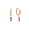 Huggies Hanging Pink Quartz Baguette | 18KT Yellow Gold Plate