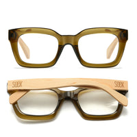 Zahra Khaki l Wooden Blue Light Magnifying Reader