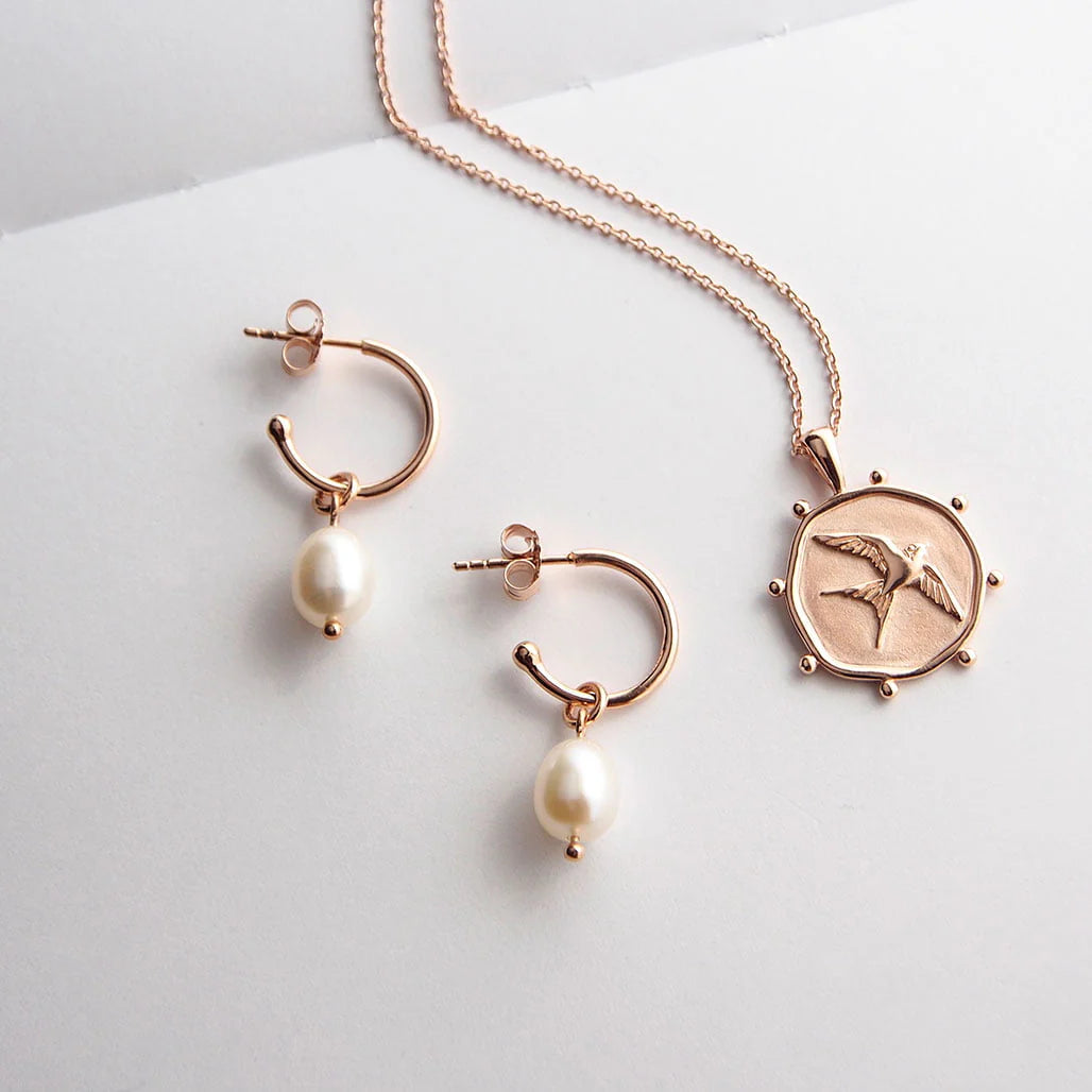Petites Pearl Hoops | Rose Gold Plate