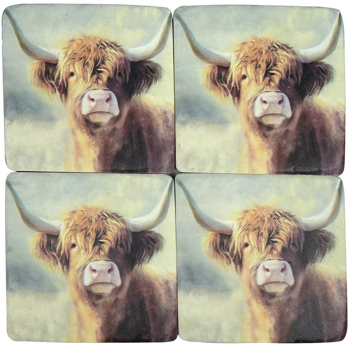 Horn To Be Wild Highland Cow Coasters | Set Of 4