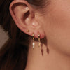 Huggies Hanging Rose Quartz Baguette | 18KT Yellow Gold Plate