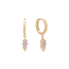 Huggies Hanging Rose Quartz Baguette | 18KT Yellow Gold Plate
