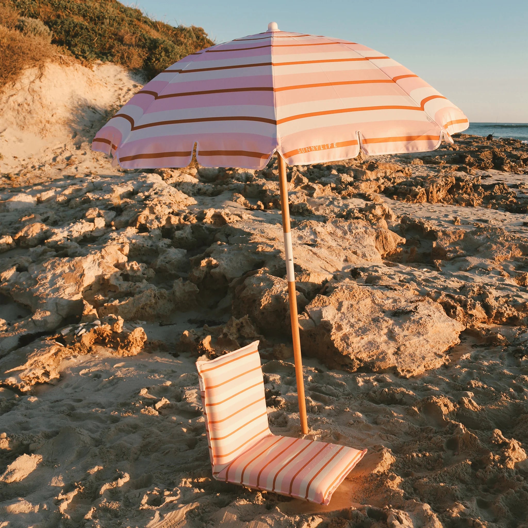 Folding Seat Summer Stripe Strawberry Sorbet