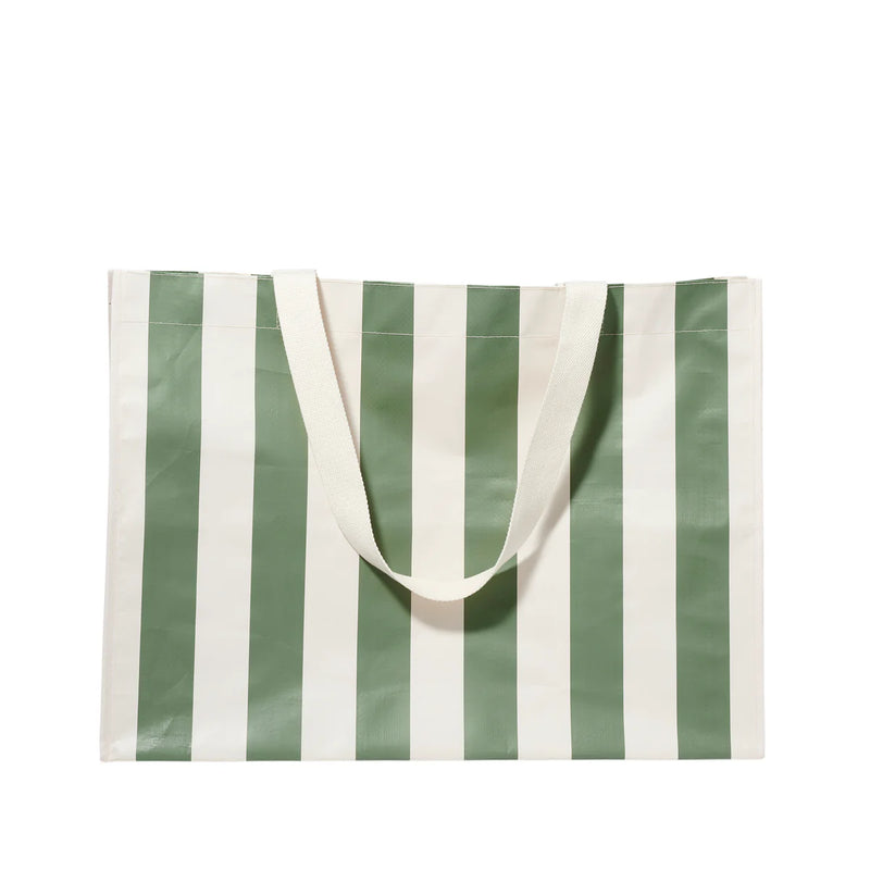 Carryall Beach Bag | The Vacay Olive Stripe
