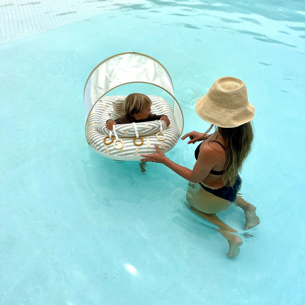 Interactive Baby Float | Duck Sage Stripe