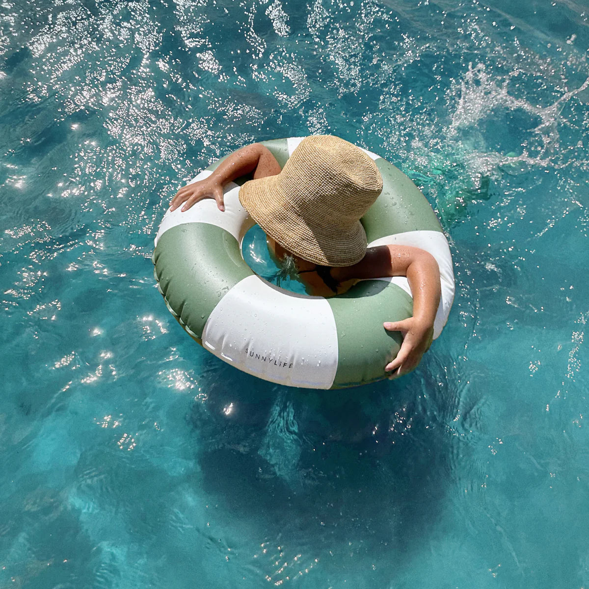 Mini Tube Pool Ring | Olive Stripe