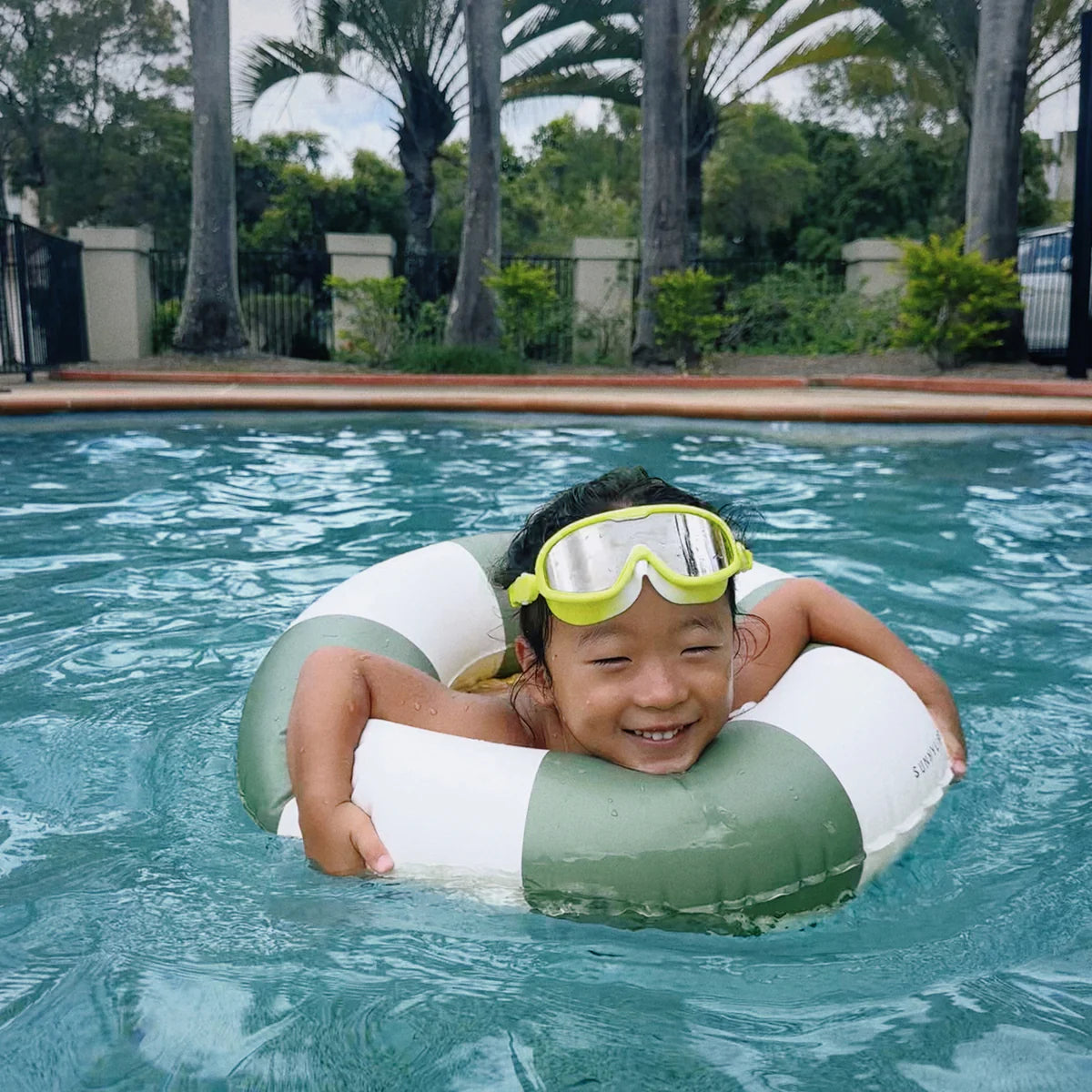 Mini Tube Pool Ring | Olive Stripe