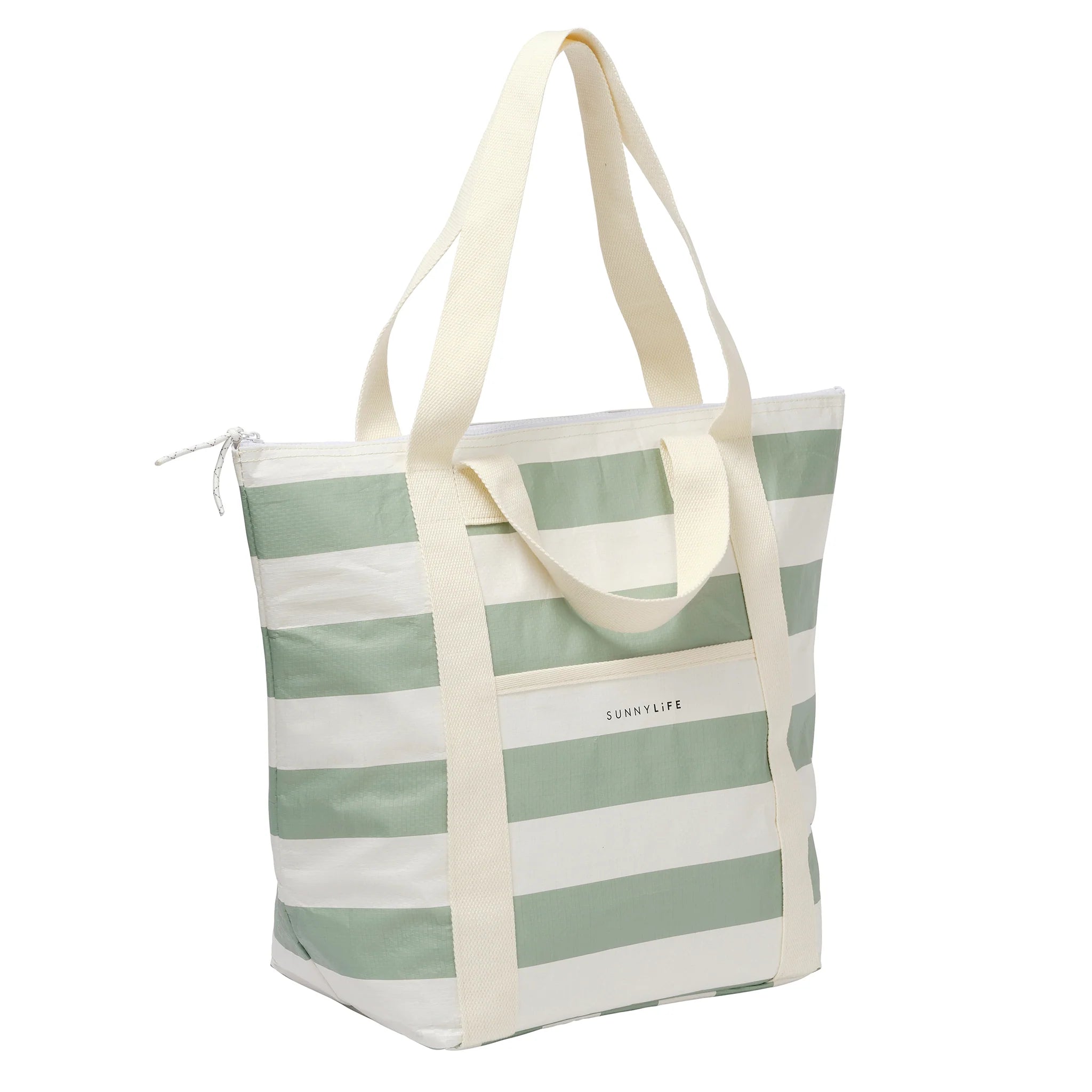 Light Cooler Tote | La Palma Sage Stripe