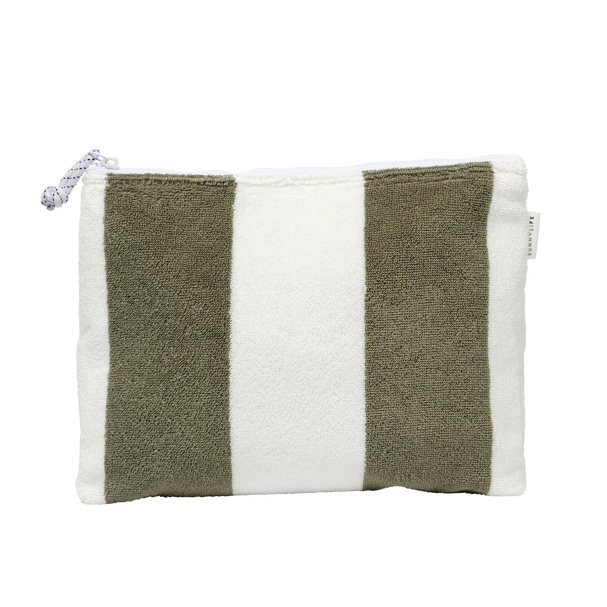 Terry Beach Pouch | The Vacay Olive Stripe