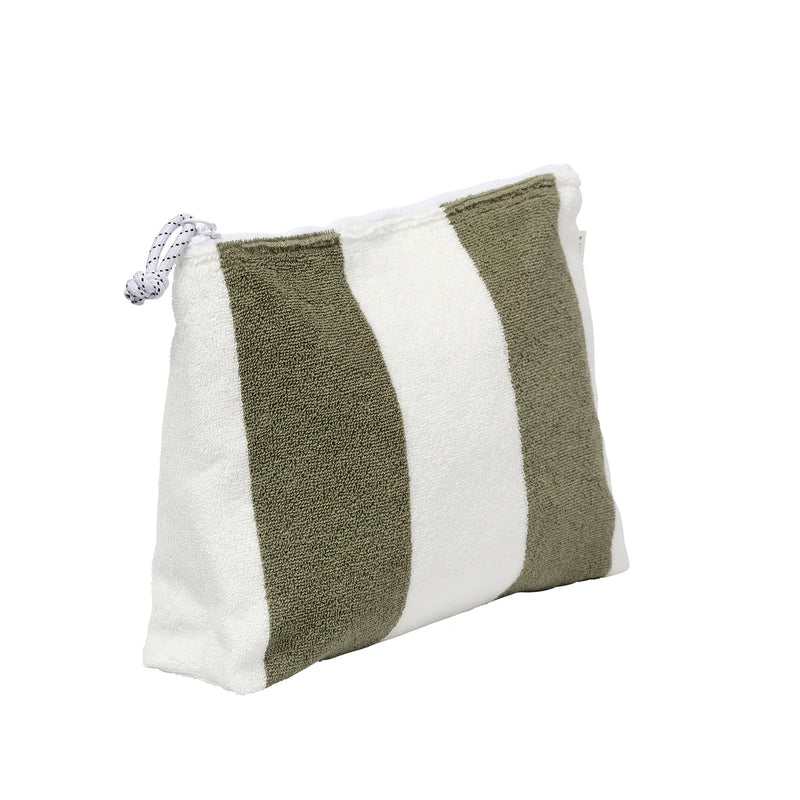 Terry Beach Pouch | The Vacay Olive Stripe