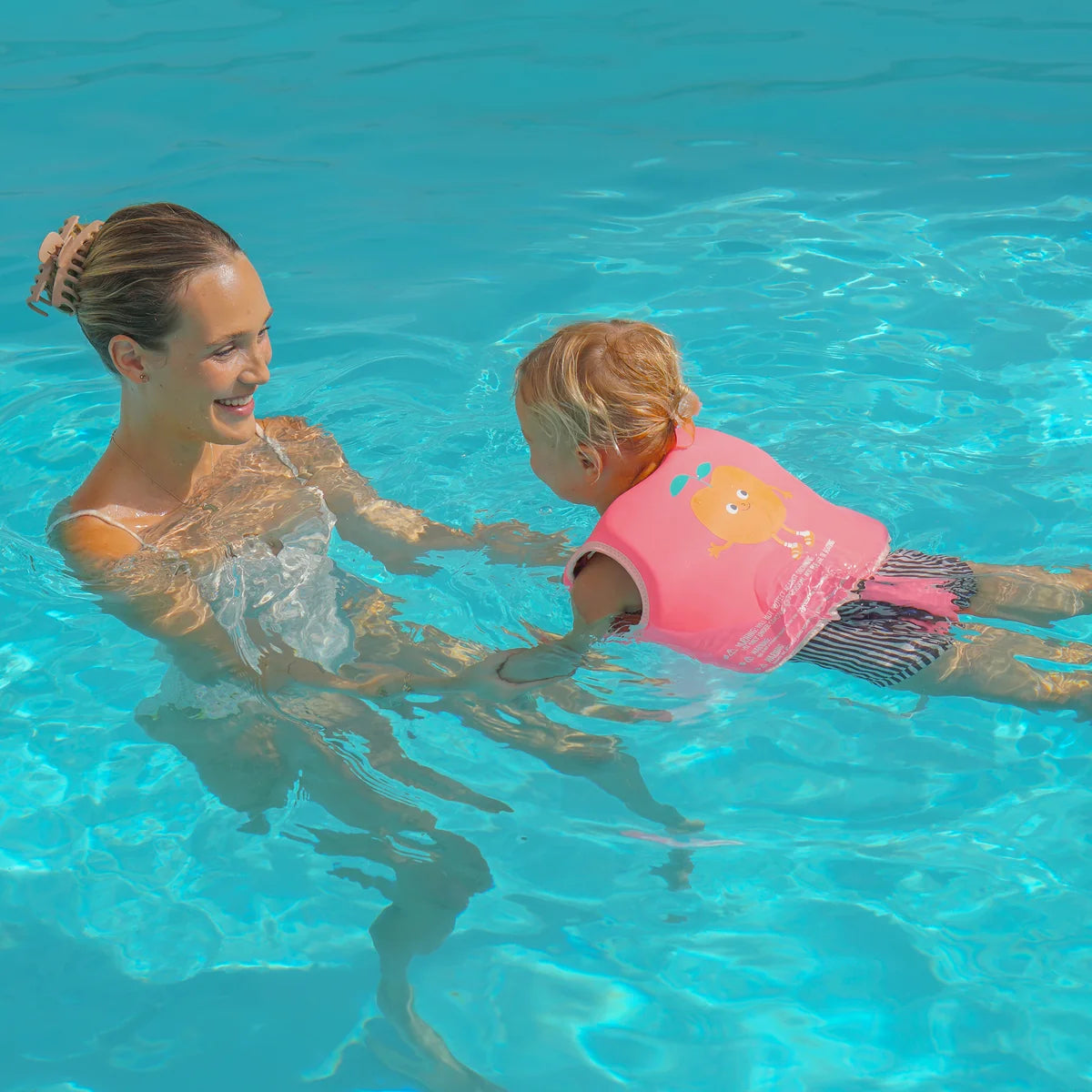 Kids Swim Vest 2-3 Poppy the Peach Neon Pink