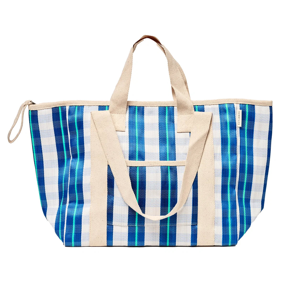 Recycled Nylon Cooler Tote Bag La Mer Blue Neon