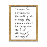 Those We Love Natural Framed Canvas Sign