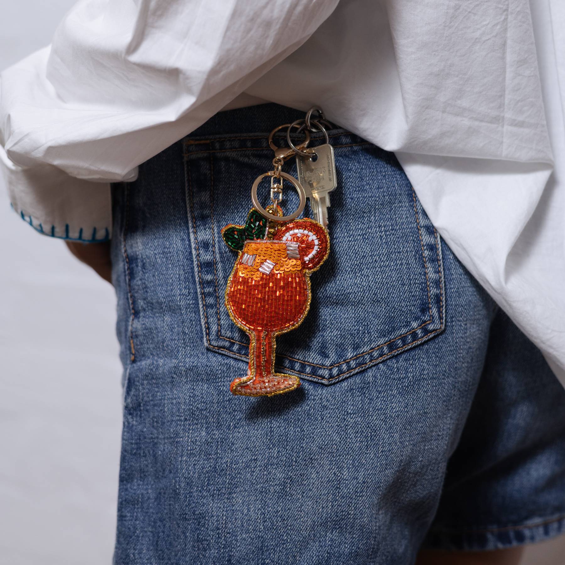 Beaded Keychain | Orange Cocktail