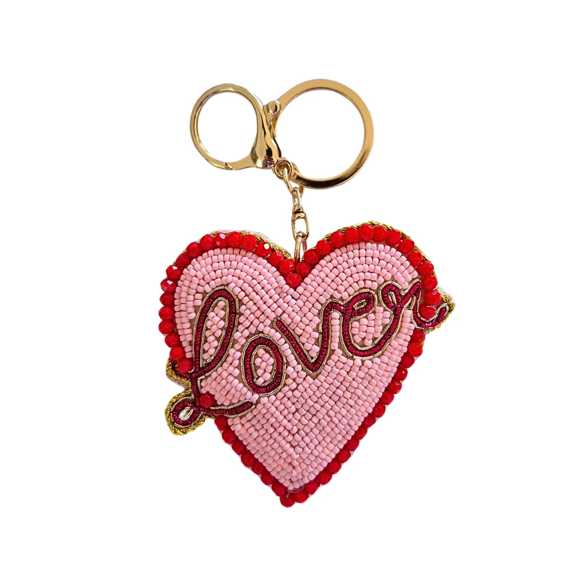 Beaded Keychain | Pink Heart Lover