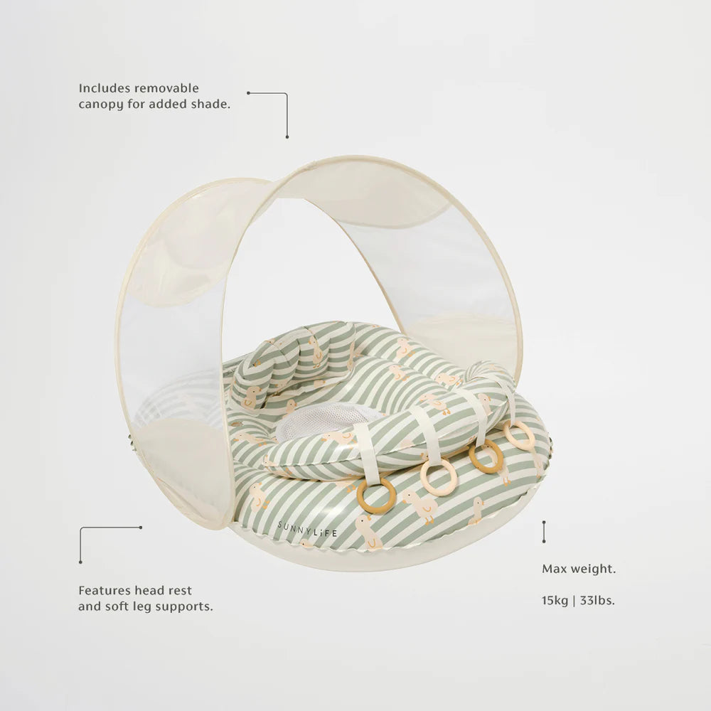Interactive Baby Float | Duck Sage Stripe