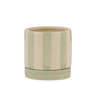Tyra Ceramic Pot with Saucer | Green/Ivory
