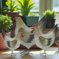 Chickens in Silver/Brown