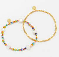 Gold & Multi Beads Double Bracelet | Escape The Ordinary