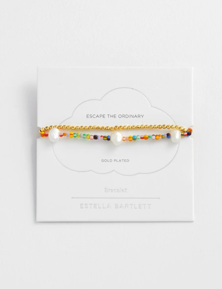 Gold & Multi Beads Double Bracelet | Escape The Ordinary