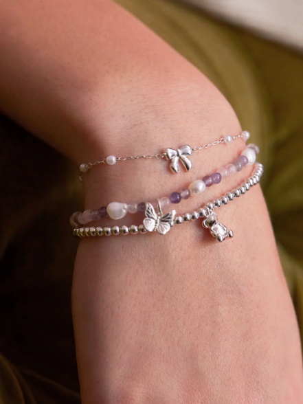 Pearl Bow Beaded Chain Bracelet | Dear Darling