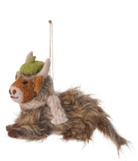 Merry Moo Ornament Felt | Brown