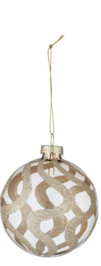8cm Glass Bauble Embellished | Matte Gold