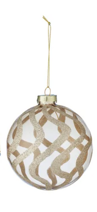 10cm Glass Bauble Embellished | Matte Gold