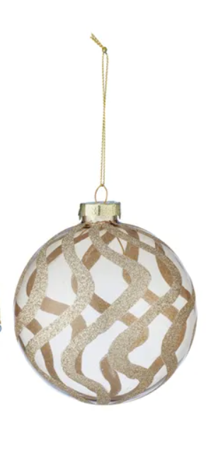 10cm Glass Bauble Embellished | Matte Gold