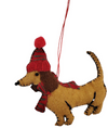 Pug & Sausage Dog Hanging Decoration Brown