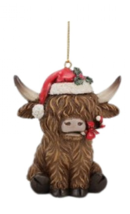 Resin Highland Cow Tree Decoration