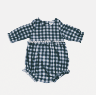 Baby Girls Long Sleeve Nora Playsuit | Navy Check