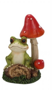 Resin Frog w/Mushroom