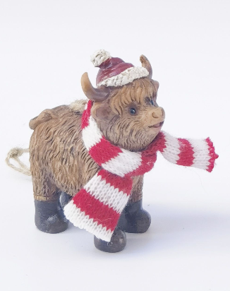 Highland Cow with Scarf Resin Hanging
