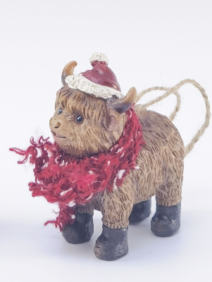 Highland Cow with Scarf Resin Hanging