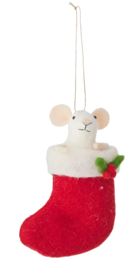 Peeka Stocking Felt Hanging Ornament