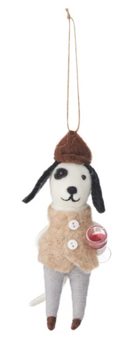 Wine Dog Ornament Felt