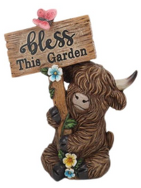 Resin Highland Cows with Signs