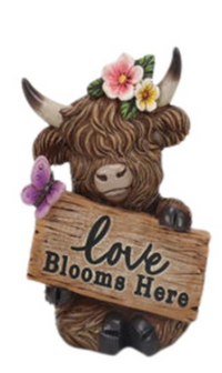 Resin Highland Cows with Signs