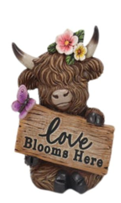 Resin Highland Cows with Signs