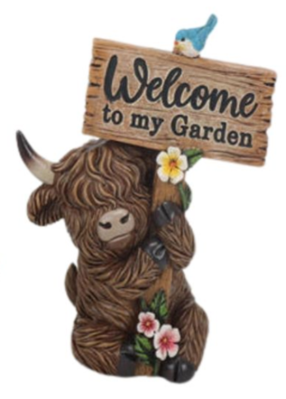 Resin Highland Cows with Signs