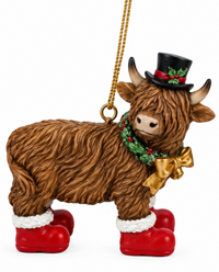 Resin Xmas Highland Cow Ornaments