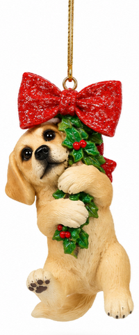 Resin Dog w/Bow Ornaments
