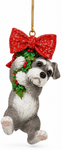 Resin Dog w/Bow Ornaments