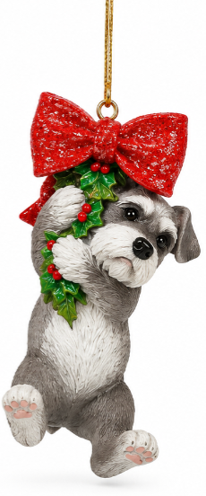 Resin Dog w/Bow Ornaments