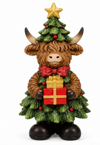 Resin Xmas Highland Cow Decorations