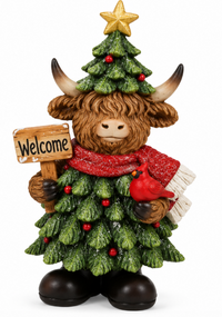 Resin Xmas Highland Cow Decorations