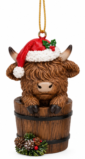 Resin Highland Cow Hanging Ornament