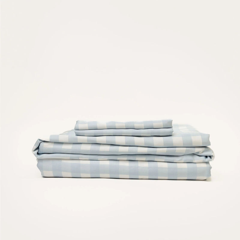 100% Organic Bamboo Sheet Set | Sky Gingham