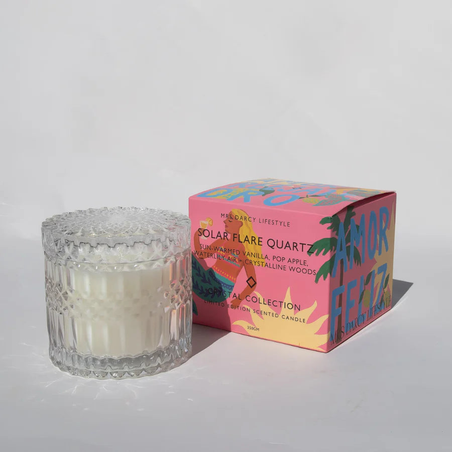 Candle Solar Flare Quartz | Sun-Warmed Vanilla, Pop Apple, Waterlily Air + Crystalline Woods
